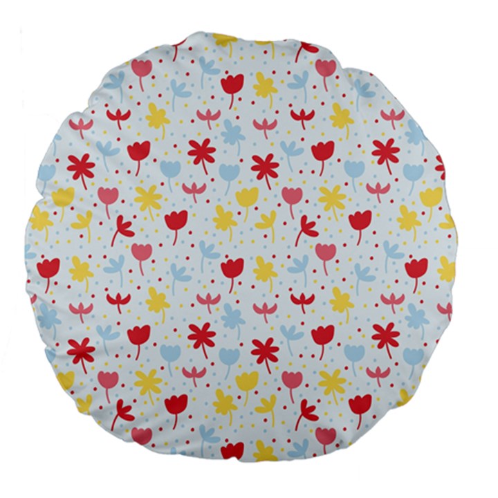 Seamless Colorful Flowers Pattern Large 18  Premium Flano Round Cushions