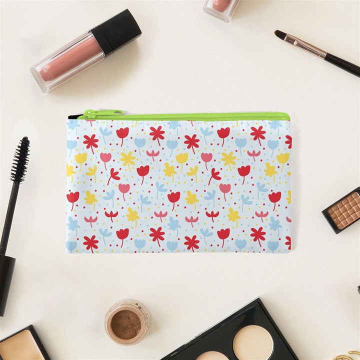 Seamless Colorful Flowers Pattern Cosmetic Bag (XS)