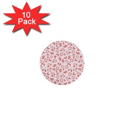 Red Seamless Floral Pattern 1  Mini Buttons (10 Pack)  by TastefulDesigns