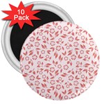 Red Seamless Floral Pattern 3  Magnets (10 pack)  Front