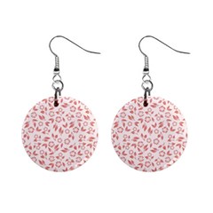 Red Seamless Floral Pattern Mini Button Earrings by TastefulDesigns