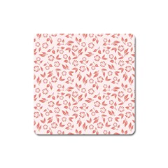 Red Seamless Floral Pattern Square Magnet