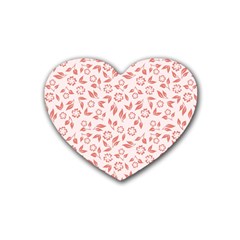 Red Seamless Floral Pattern Rubber Coaster (heart)  by TastefulDesigns