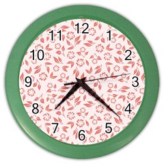 Red Seamless Floral Pattern Color Wall Clocks by TastefulDesigns