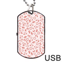 Red Seamless Floral Pattern Dog Tag Usb Flash (two Sides) 