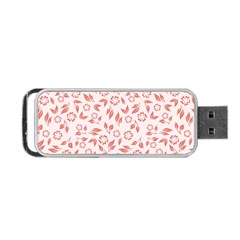 Red Seamless Floral Pattern Portable Usb Flash (one Side)