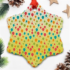 Colorful Balloons Backlground Snowflake Ornament (2-side)