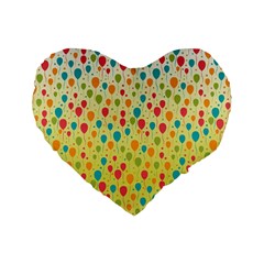 Colorful Balloons Backlground Standard 16  Premium Flano Heart Shape Cushions by TastefulDesigns