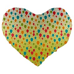 Colorful Balloons Backlground Large 19  Premium Flano Heart Shape Cushions