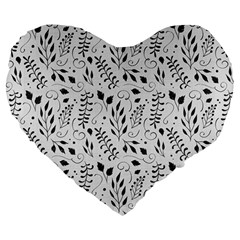 Hand Painted Floral Pattern Large 19  Premium Flano Heart Shape Cushions