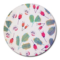 Hand Drawn Flowers Background Round Mousepads by TastefulDesigns