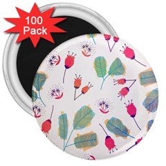 Hand Drawn Flowers Background 3  Magnets (100 Pack) by TastefulDesigns