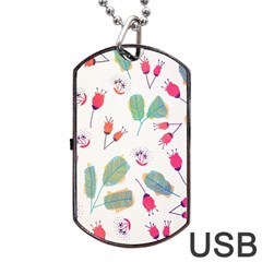 Hand Drawn Flowers Background Dog Tag Usb Flash (one Side) by TastefulDesigns