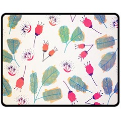 Hand Drawn Flowers Background Double Sided Fleece Blanket (medium) 