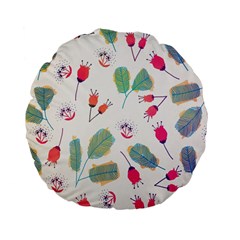 Hand Drawn Flowers Background Standard 15  Premium Flano Round Cushions