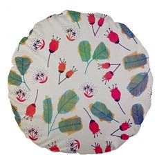 Hand Drawn Flowers Background Large 18  Premium Flano Round Cushions