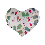 Hand Drawn Flowers Background Standard 16  Premium Flano Heart Shape Cushions Back