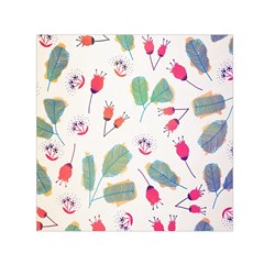 Hand Drawn Flowers Background Small Satin Scarf (square)