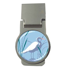 Egret Money Clips (round)  by WaltCurleeArt