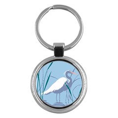 Egret Key Chains (round)  by WaltCurleeArt