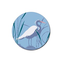 Egret Rubber Coaster (round)  by WaltCurleeArt