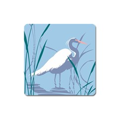 Egret Square Magnet by WaltCurleeArt