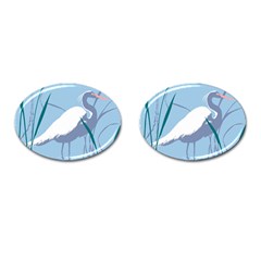 Egret Cufflinks (oval) by WaltCurleeArt