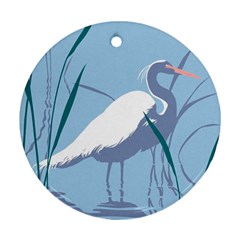 Egret Round Ornament (two Sides)  by WaltCurleeArt