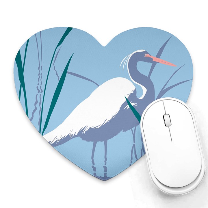 Egret Heart Mousepads