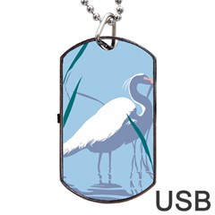 Egret Dog Tag Usb Flash (two Sides)  by WaltCurleeArt