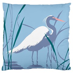 Egret Large Cushion Case (two Sides) by WaltCurleeArt