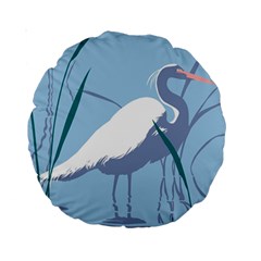 Egret Standard 15  Premium Round Cushions by WaltCurleeArt