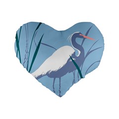 Egret Standard 16  Premium Heart Shape Cushions by WaltCurleeArt