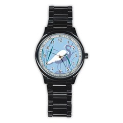 Egret Stainless Steel Round Watch by WaltCurleeArt