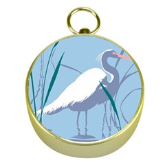 Egret Gold Compasses by WaltCurleeArt