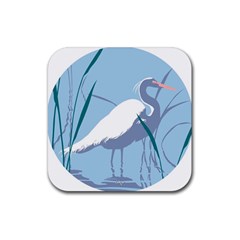 Egret Rubber Coaster (square)  by WaltCurleeArt