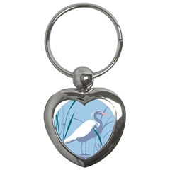 Egret Key Chains (heart)  by WaltCurleeArt