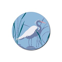 Egret Rubber Round Coaster (4 Pack)  by WaltCurleeArt