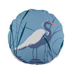 Egret Standard 15  Premium Flano Round Cushions by WaltCurleeArt