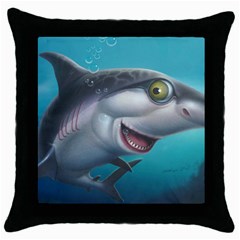 Sharky Throw Pillow Case (black) by WaltCurleeArt