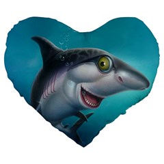 Sharky  Large 19  Premium Flano Heart Shape Cushions