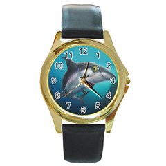 Sharky Round Gold Metal Watch