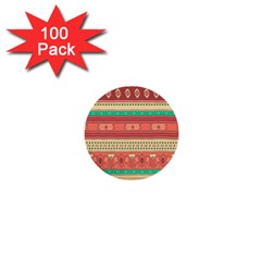 Hand Drawn Ethnic Shapes Pattern 1  Mini Buttons (100 Pack)  by TastefulDesigns