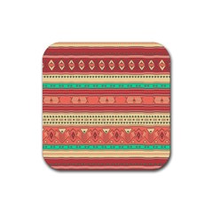 Hand Drawn Ethnic Shapes Pattern Rubber Coaster (square)  by TastefulDesigns