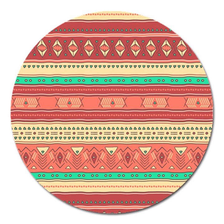 Hand Drawn Ethnic Shapes Pattern Magnet 5  (Round)