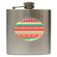 Hand Drawn Ethnic Shapes Pattern Hip Flask (6 Oz) by TastefulDesigns