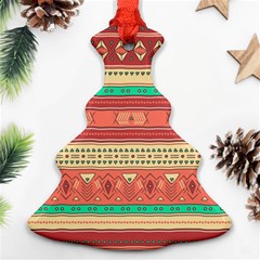 Hand Drawn Ethnic Shapes Pattern Christmas Tree Ornament (2 Sides)