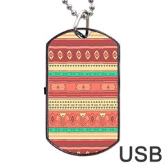 Hand Drawn Ethnic Shapes Pattern Dog Tag Usb Flash (two Sides)  by TastefulDesigns