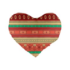 Hand Drawn Ethnic Shapes Pattern Standard 16  Premium Heart Shape Cushions by TastefulDesigns