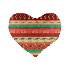 Hand Drawn Ethnic Shapes Pattern Standard 16  Premium Flano Heart Shape Cushions